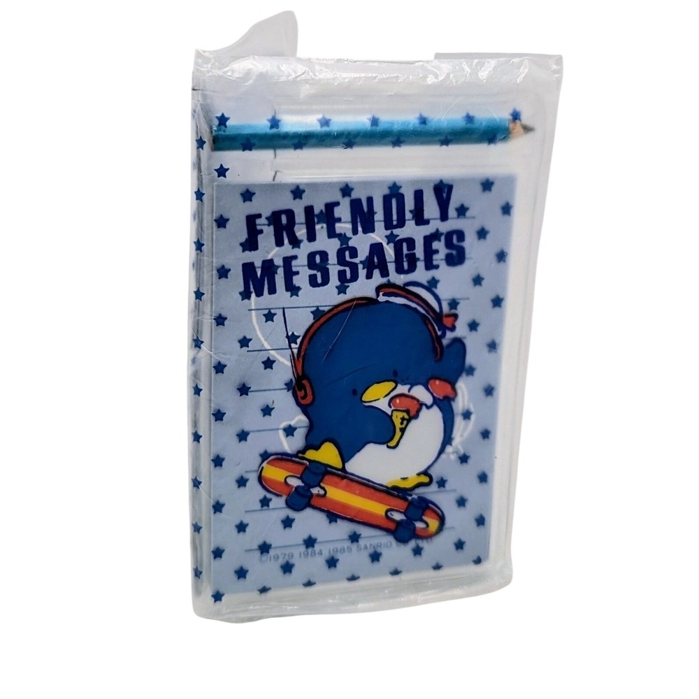 1985 SANRIO Tuxedo Sam Friendly Messages Mini Notes, Envelopes, Stickers, Pencil